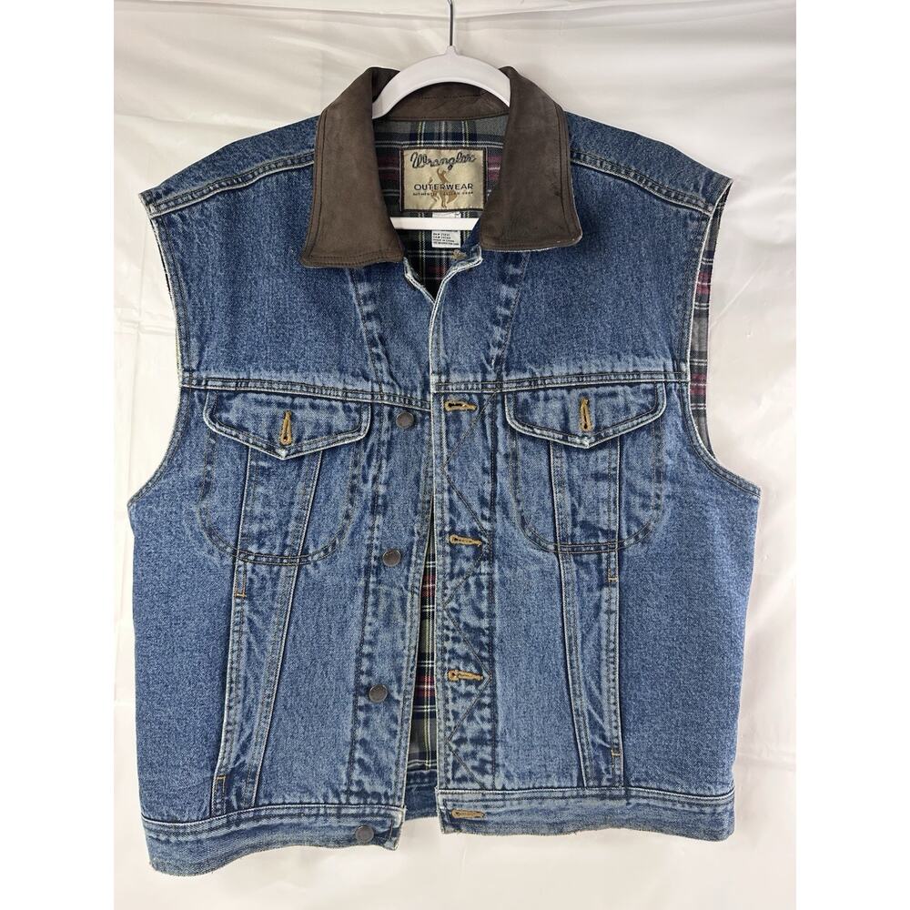 Vintage Wrangler Denim Vest Flannel Lined Outerwear Cowboy Workwear WL1410 M